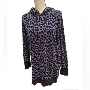 Victoria Secret blue/black leopard print hooded tunic. Size medium.